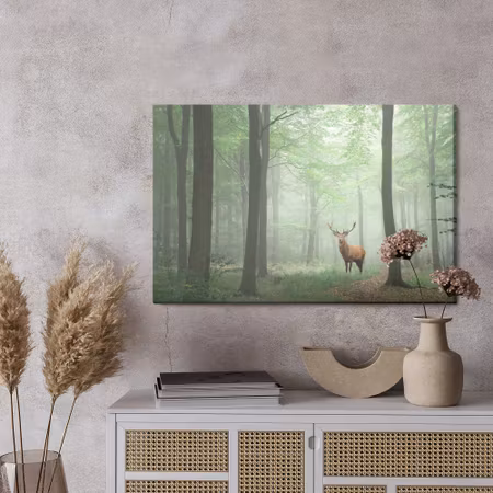 Canvastavla - Deer in the misty forest