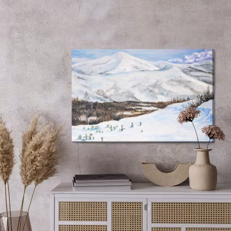 Canvastavla - Landscape with snow-capped mountains