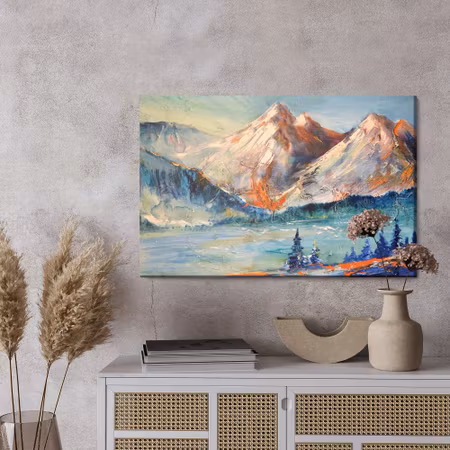 Canvastavla - An abstract painting of the mountains