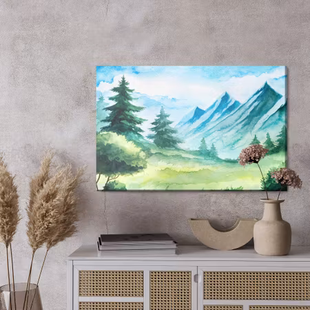 Canvastavla - Mountain clearing painted with watercolor