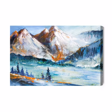 Canvastavla - Painted mountain landscape