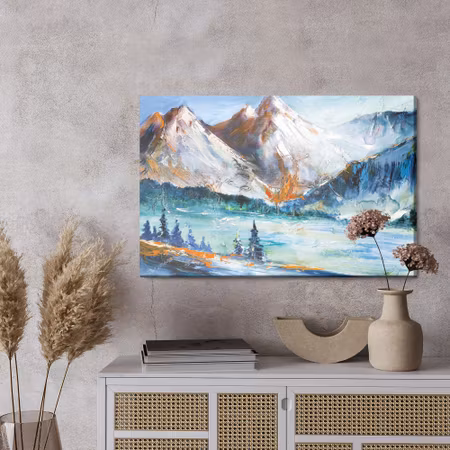 Canvastavla - Painted mountain landscape