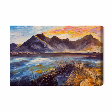 Canvastavla - Painted mountain landscape