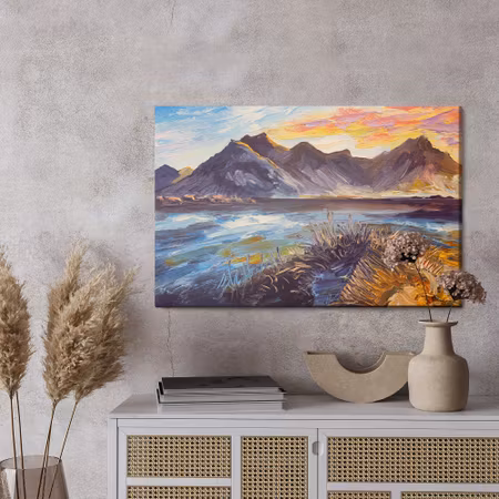 Canvastavla - Painted mountain landscape