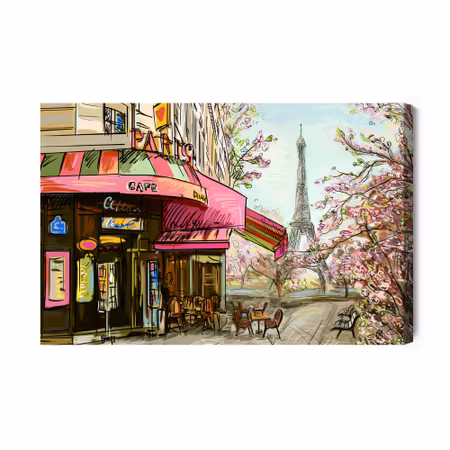 Canvastavla - Paris cafe as drawn