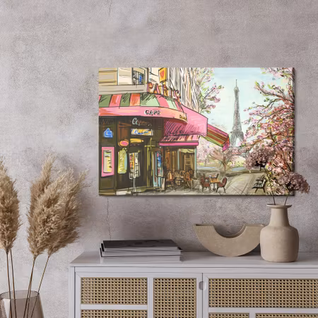 Canvastavla - Paris cafe as drawn