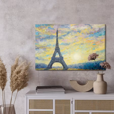 Canvastavla - Eiffel tower and sunset