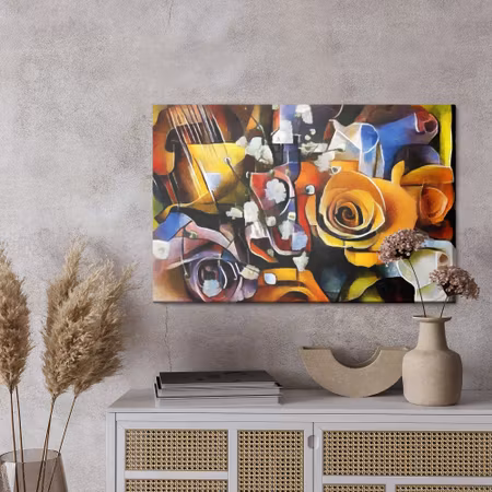 Canvastavla - Flowers in a cubist style