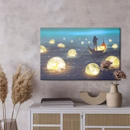 Canvastavla - Fishing for moons at sea