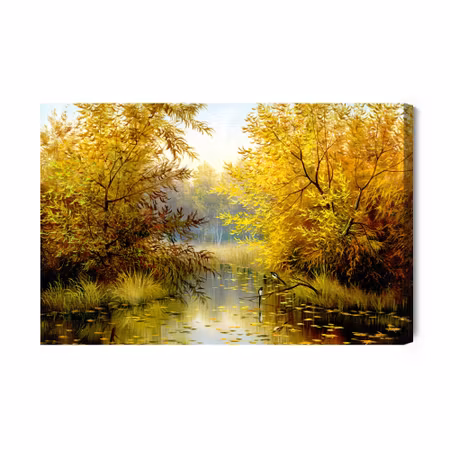 Canvastavla - Autumn landscape with a lake