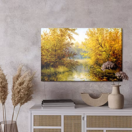 Canvastavla - Autumn landscape with a lake