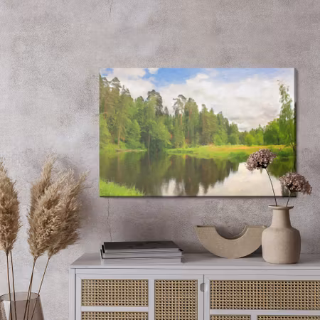 Canvastavla - Forest landscape with a lake