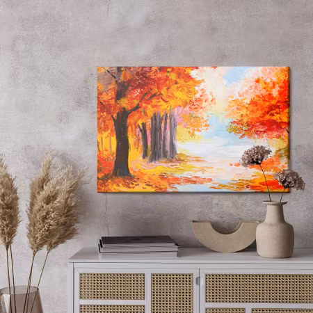 Canvastavla - Forest landscape in autumn colors