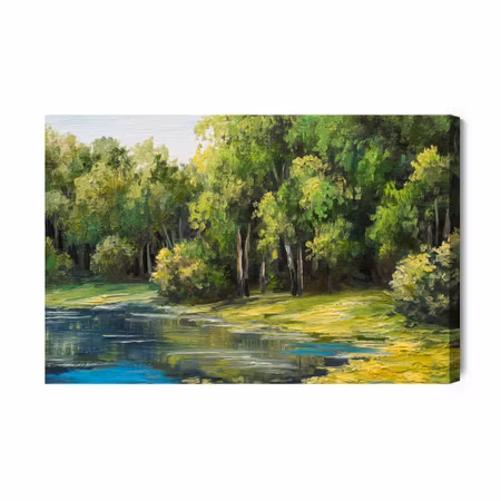 Canvastavla - View of the lake in the forest