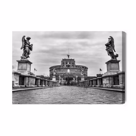 Canvastavla - View of the castle of st. angelo in rome