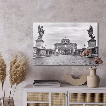 Canvastavla - View of the castle of st. angelo in rome