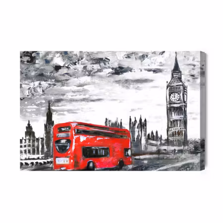 Canvastavla - London bus on the way