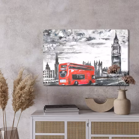 Canvastavla - London bus on the way