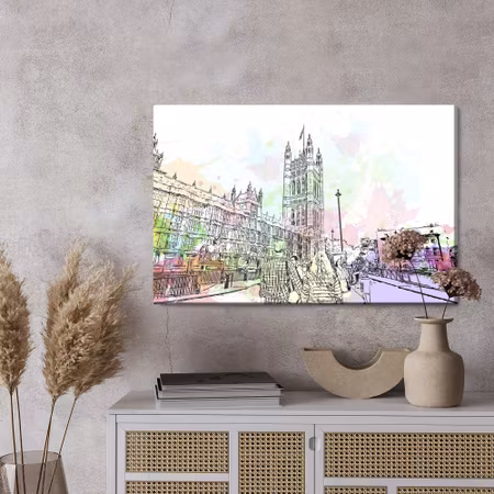 Canvastavla - The palace of westminster painted with