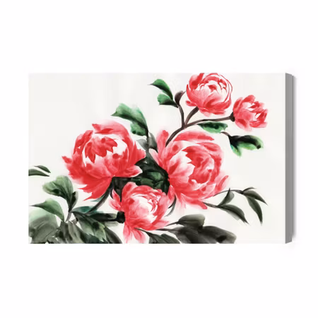 Canvastavla - Peonies painted with watercolor