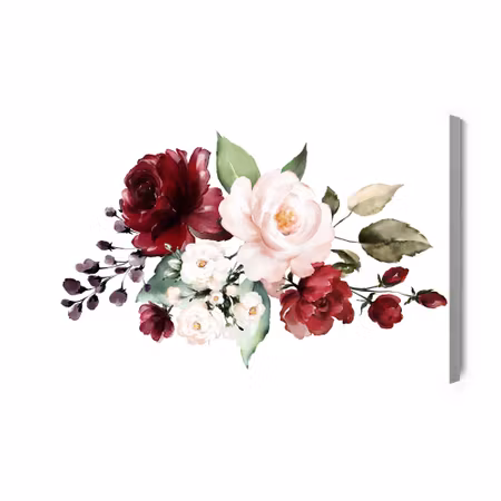 Canvastavla - Flowers and rose leaves as painted