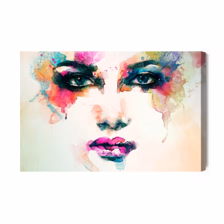Canvastavla - Women’s face with watercolour painted