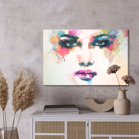 Canvastavla - Women’s face with watercolour painted