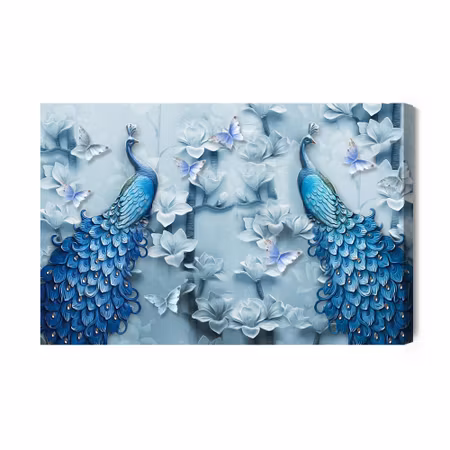 Canvastavla - Colorful peacocks – 3d effect
