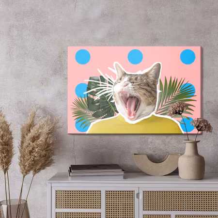 Canvastavla - Cat and leaves – pop art style