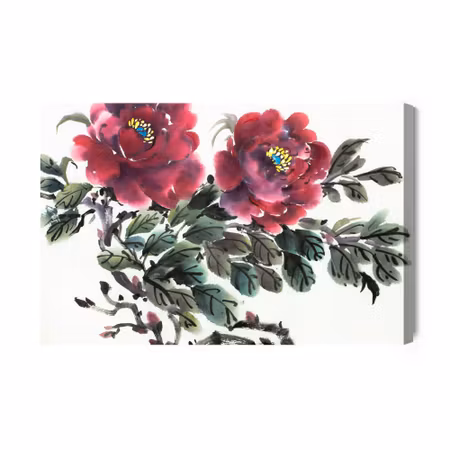 Canvastavla - Red peony as painted