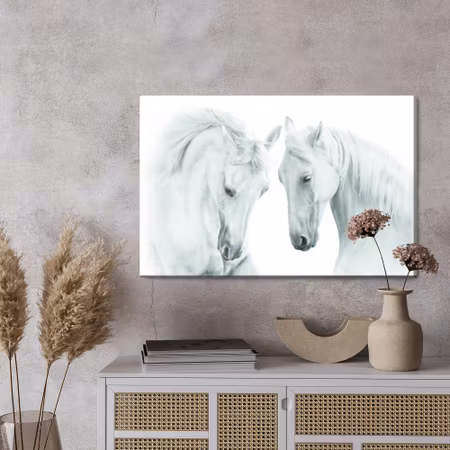 Canvastavla - Two white horses