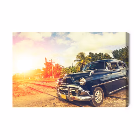 Canvastavla - Black car in retro style