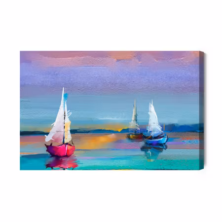 Canvastavla - Abstract sailing ships on sea