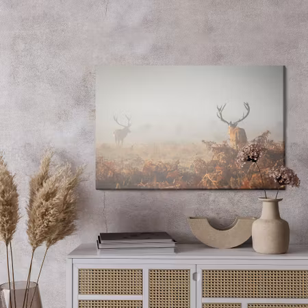 Canvastavla - Deer in the fog