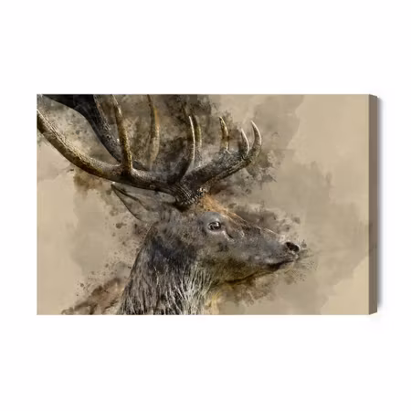 Canvastavla - Deer with large antlers
