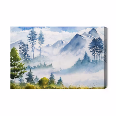 Canvastavla - Watercolour mountain landscape