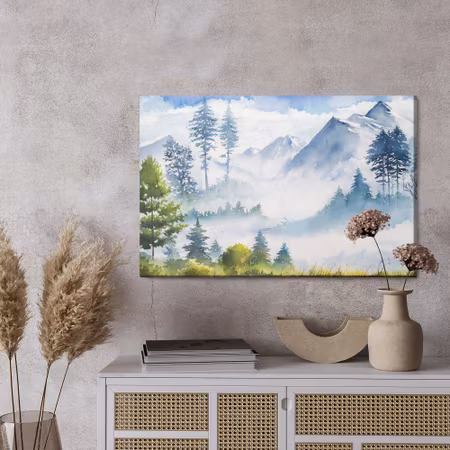 Canvastavla - Watercolour mountain landscape