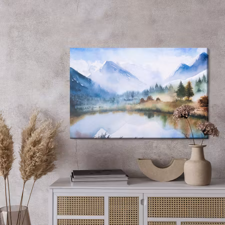 Canvastavla - Mountain landscape painted with