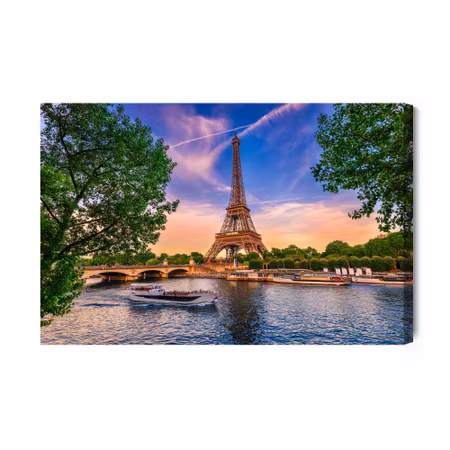 Canvastavla - View of the seine and the eiffel tower