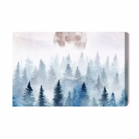 Canvastavla - Moon above misty trees