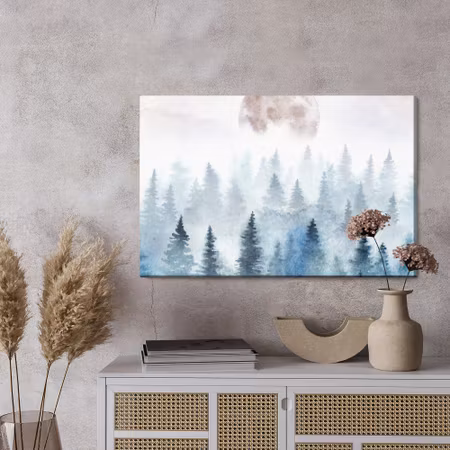 Canvastavla - Moon above misty trees