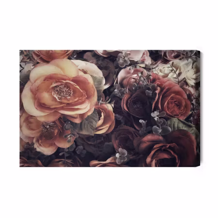 Canvastavla - Colourful roses and leaves in vintage
