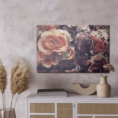 Canvastavla - Colourful roses and leaves in vintage