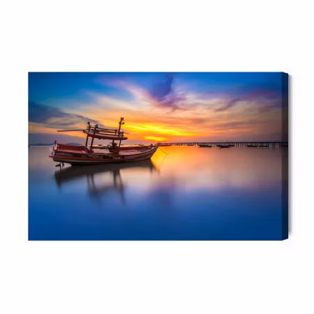 Canvastavla - Boat at sunset