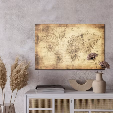 Canvastavla - Ancient vintage world map