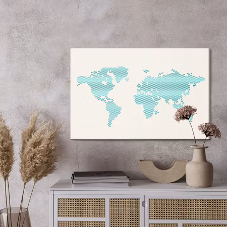 Canvastavla - World map made of dots