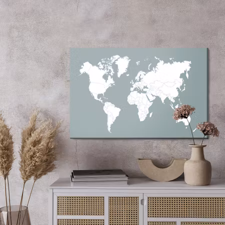 Canvastavla - World map on a gray background