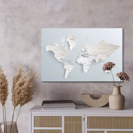 Canvastavla - World map with 3d effect