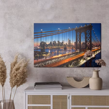 Canvastavla - 3d night view of the manhattan bridge