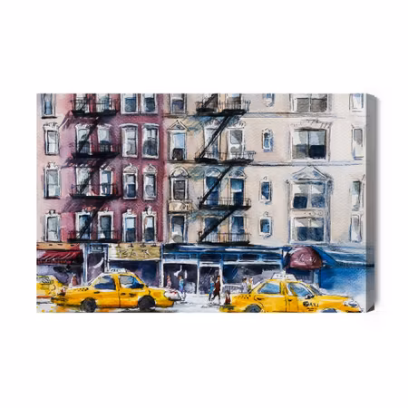 Canvastavla - New york street painted with watercolor